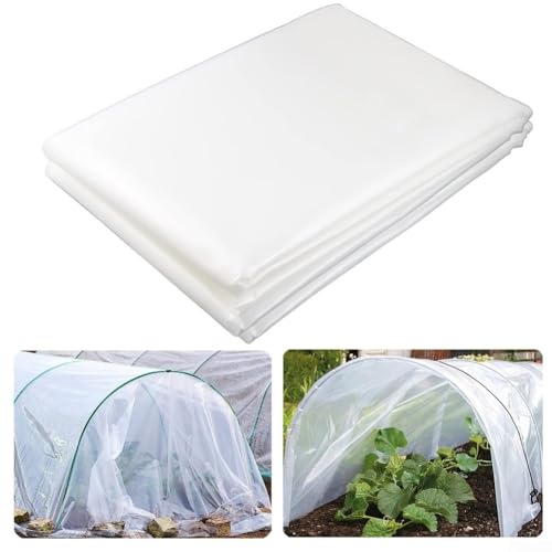 Film de serre en polyéthylène transparent pour protection des plantes, structure de jardin résistante aux intempéries (3 x 3 m)