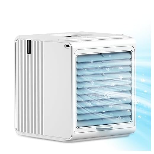 Cozzyben Mini Air Conditioner Portable Water USB Ac Unit Personal Evaporative Swamp Cooler Ice Fan for Desk Bedroom Room Car Camping Tent