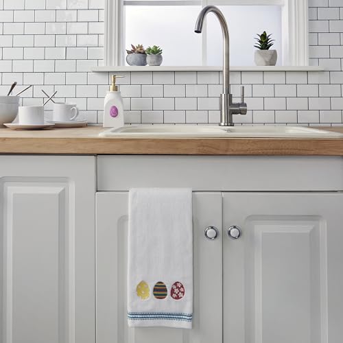 Image of SKL Home Easter Egg Line Hand Towel 2pc Set for Bath /Kitchen /Bar & Gift, White