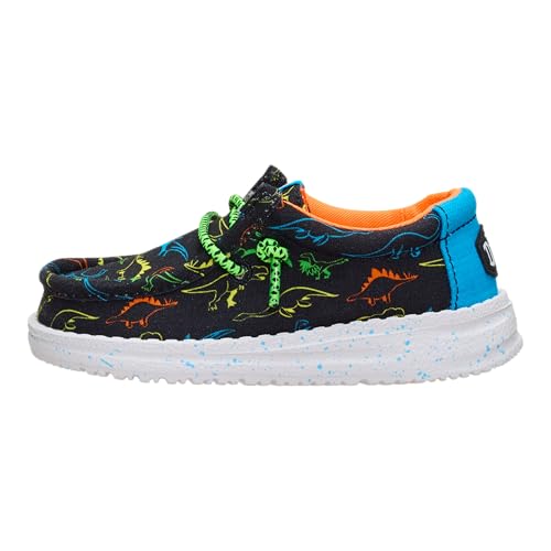 HEYDUDE Boy's Toddler Wally Dinoworld Slip On Shoe, Black/Neon Multi Size 6 - image 1