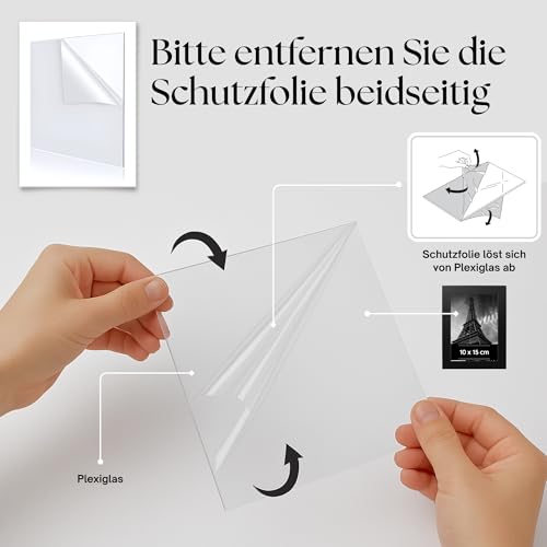 Estancia 3 Stück Schwarze Bilderrahmen aus Kunststoff, 50x70 cm – 3er-Pack 50 x 70 cm Rahmen mit Bruchsicherem Acrylglas – Moderner Fotorahmen für Wände und Tische