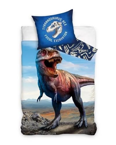 lau-fashion Juego de ropa de cama reversible con diseño de dinosaurios, 140 x 200 cm