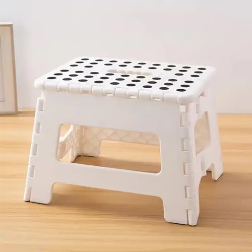 Portable Folding Step Stool for Kids and Adult Lightweight Bathroom Stool Sturdy Enough Safe Enough Opens Easy with One Flip for Kitchen Bathroom Bedroom(White) 22CM height