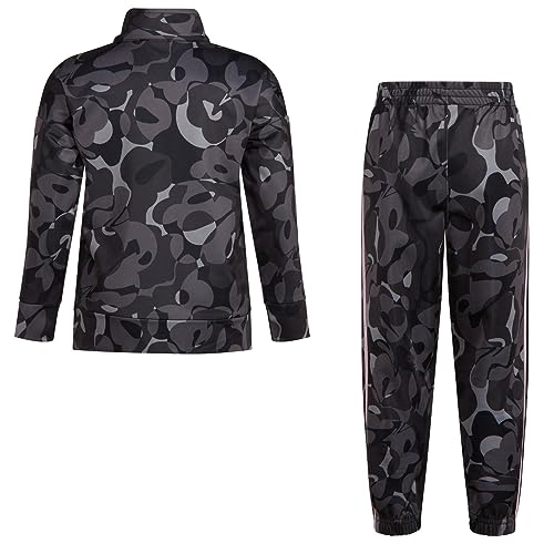 adidas girls Zip Front Classic Tricot Jacket and Joggers Set, 4, Printed Black2