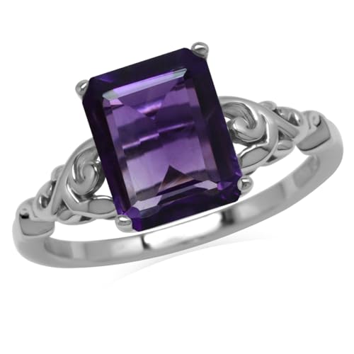 Silvershake 3.06ct. 10X8mm Octagon Natural African Amethyst 925 Sterling Silver