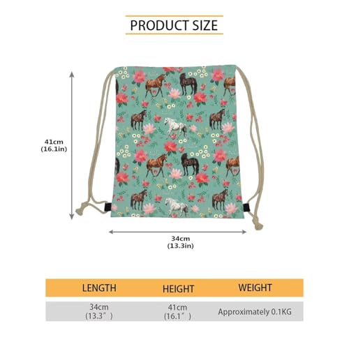 doginthehole Animal Horse Printed Durable Drawstring Bags Teenager Backpacks4