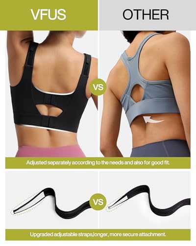 Image of Adjustable High Impact Sports Bras for Women Zip Front Full Coverage and Lift Padded Compression Tops