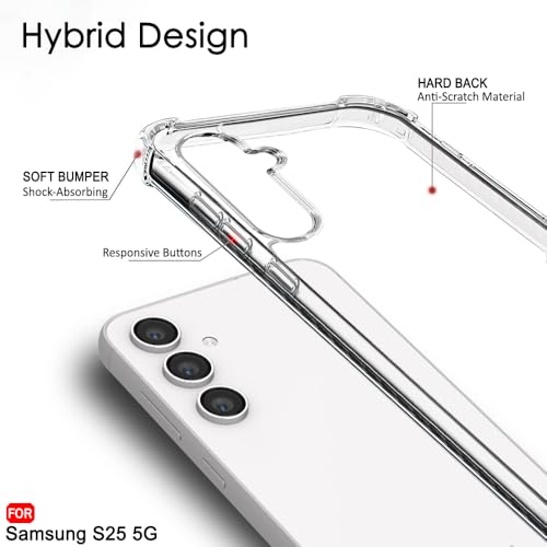 Image of TheGiftKart Crystal Clear Back Cover Case for Samsung Galaxy S25 5G | 360 Degree Protection | Shock Proof Design | Transparent Back Cover Case for Samsung Galaxy S25 5G (PC & TPU, Transparent Bumper)