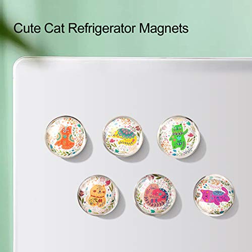 Round Refrigerator Magnets, Cute Cat Glass Magnets Colorful Decoration For Fridge Office Calendar Whiteboard Photo Cabinet, For Cat Lovers, 12 Pcs 32Mm With Storage Box #TOP3