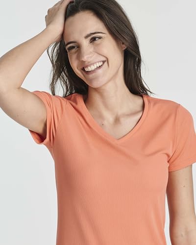 Image of Real Essentials 3 Pack: Women's Ribbed Knit Short-Sleeve V-Neck Swing T-Shirt Casual Dress (Available in Plus)