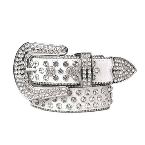 Rhinestone Belt for Men Women Western Cowboy Cowgirl Bling Studded Leather Belt for Jeans Pants