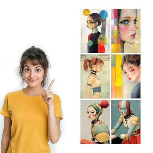 Image of SiddArtify Modern Portrait Wall Art Prints Set - Fashion Illustration Poster Decor for Living Room Bedroom Office - 8x12 inch Board Pack of 6
