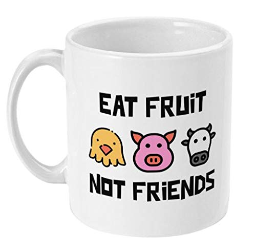 TBCEat Fruit not Friends 11oz Ceramic Coffee Mug - Vegan/Vegetarian Gift - Gift Ideas