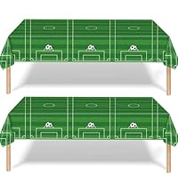 2Pcs Green Football Soccer Party Table Cloth Decorations for Boy Birthday,137*274cm Rectangle Plastic Table Cover for Football Game Party Table Cloth for Kids Soccer Game Table Covers Party Favor