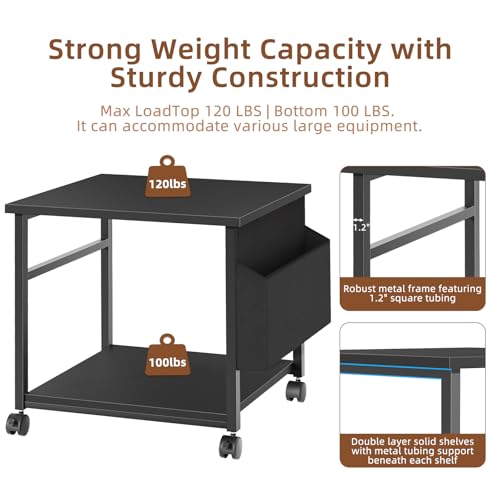 Image of Lerliuo Black Large Printer Stand with Storage