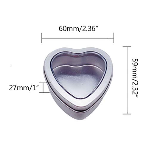 2 Pcs Heart Shaped Tinplate Box Containers with Clear Lids Candy Boxes Portable Tins Organizer for Trinkets USB Cable Small Items - Thumbnail 4