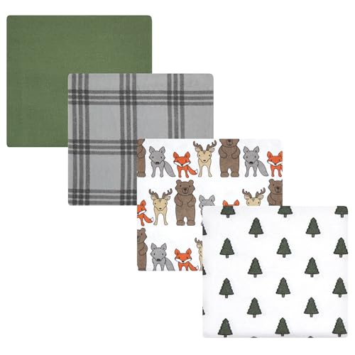 Image of Luvable Friends Little Treasure Flannel Receiving Blankets 4pk