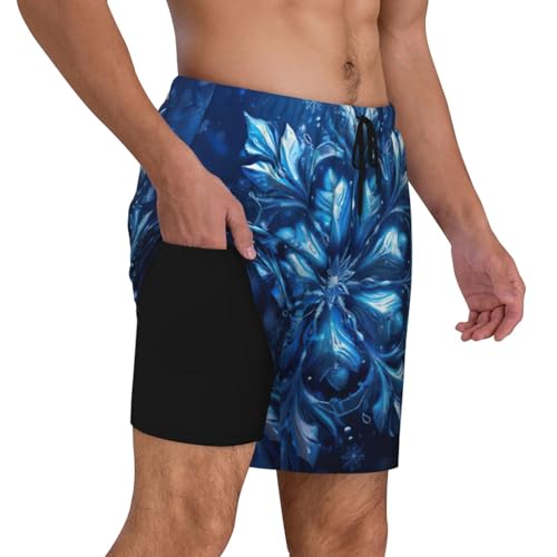 Blue Christmas Snowflake Print Men Stylish Functionality Swim Trunks Breathable Beach Shorts Surfing Gym Fishing3