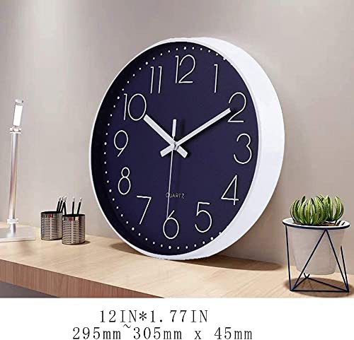 Image of Rylan Wall Clock 12 inch Silent Quartz Decorative Wall Clock Non-Ticking Classic Clock Battery Operated Round Easy to Read for Room /Home /Kitchen /Bedroom /Office /School*
