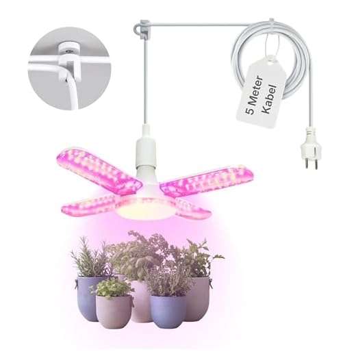 ENVILAR Vollspektrum Pflanzenlampe LED – Pflanzenlicht für Zimmerpflanzen & Kräuter, LED Anzuchtlampe mit Dual Wellenlänge für Wachstum & Blüte - Plug & Play Grow Lampe mit 5m Kabel | 275 PPFD