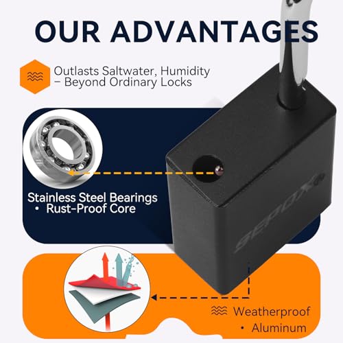 Image of SEPOX 4-Pack Heavy Duty Anti-Rust Padlocks - 1-1 /2 inch (38mm) Aluminum Body, Long Shackle, Keyed Alike (6 Keys Total) - Black