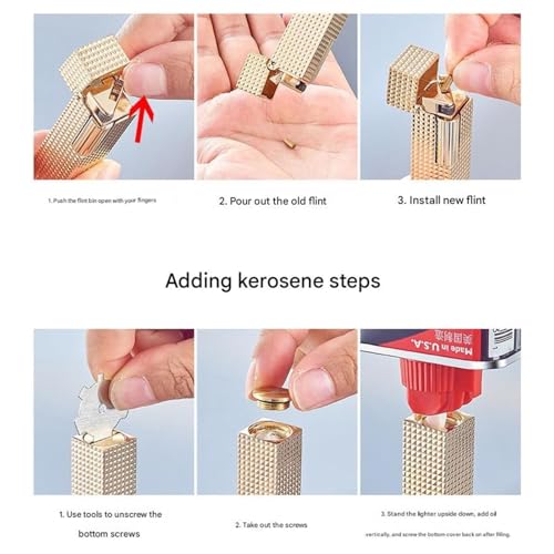 Encendedor de queroseno portátil rectangular con cuerpo de metal para coleccionables 6