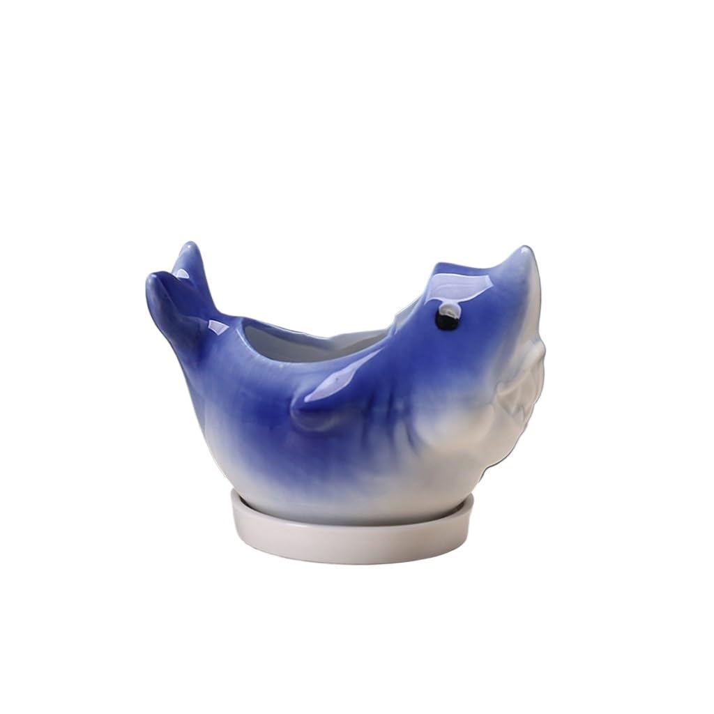 GELASIGE Flower Pots Ceramic Succulent Flowerpots, Dolphin Animal Flowerpots, Home Desktop Decoration Outdoor Flower Pots(A)