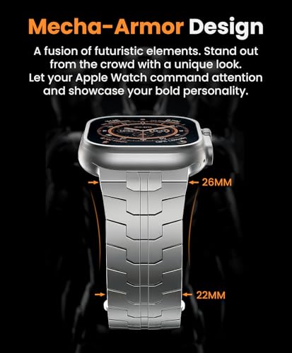 Image of Grade 5 Titanium Band for Apple Watch Ultra 3 /2 /1 49mm & Series 11 /10 46mm, DLC Coating Anti-Scratch Ultra 3 Band with Small-Link Design for Precise Fit, Secure Butterfly Clasp Band for Men