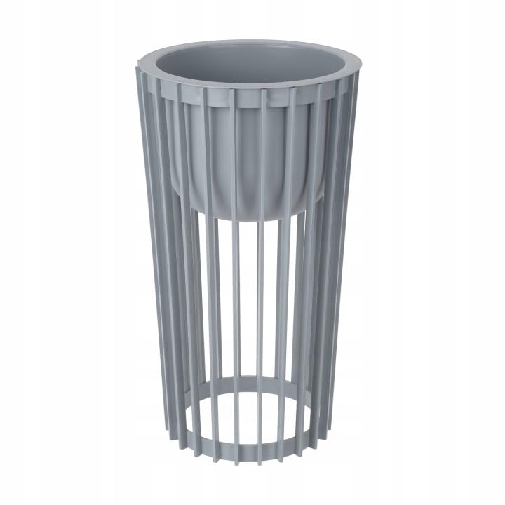 SPARKLE PLANTS Modern Slatted Plant Pot Stand – Reversible 2-in-1 Indoor Outdoor Planter Holder with Insert or Shelf Option – 40cm / 54cm (Big Grey Stand + Big Grey Insert)