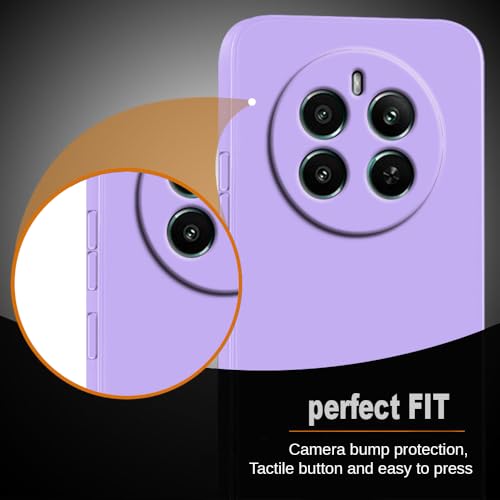 Image of Back Cover | Full Camera Protection | Premium Liquid Silicon Case | Flexible Bumper Case for Realme 12 Plus 5G / P1 5G / Narzo 70 5G / 70 Pro 5G (Purple)