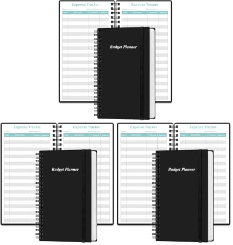 Budget Planner - A6 Expense Budget Tracker, Budget Book for Ledger Book, Money Organizer for Wallet, 3.75" x 6.75", Black (Pack of 3)