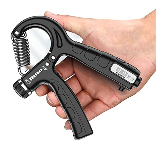 Refoiner パワーグリップ 握力 トレーニング器具 負荷5-60kg ハンドクリップ 握力鍛える 回数記録機能 負荷調整可能 指 筋トレ アウトドアグッズ 持ち運び便利 男女兼用