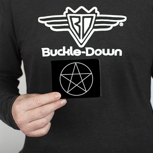 Buckle-Down Men's PU Bifold Wallet-Supernatural Pentagram Black/White, Multicolor, 4.0" x 3.5"3