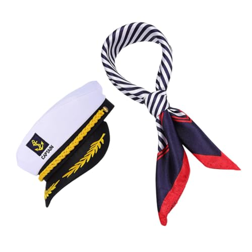 Mikinona Conjunto de Gorro y Bufanda de Capitán Marinero para Hombre y Mujer Disfraz Náutico Resistente de Accesorio Cómodo para Fiestas y Eventos Temáticos