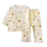 [Liry Showfoevng] 子供服専門店 キッズ パジャマ 上下セット ルームウェア ガールズ 長袖 前開き 薄手 柔らかい かわいい 子供用 ベビー服 女の子 部屋着 春夏秋 1～10歳 80 90 100 110 120 130 140cm
