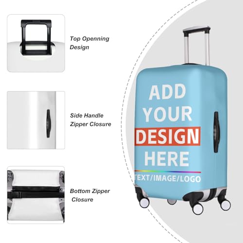 Custom Luggage Cover,Personalized Elastic Luggage Covers Protector Design Your Own Photo Text,Customized Suitcase Protector Cover for Men Women Team Gifts,SkyBlue-S (19''~21'') 0614