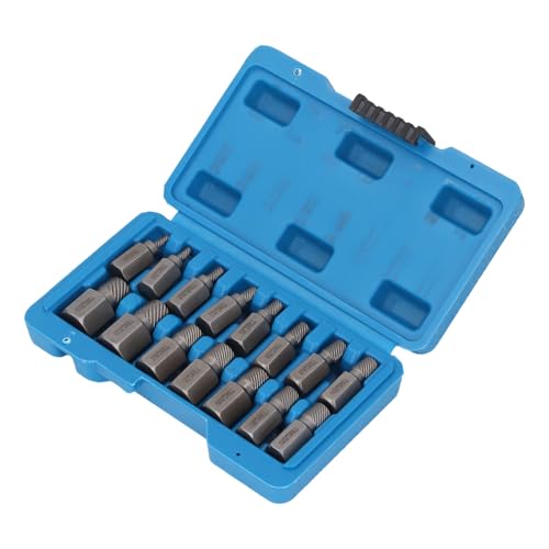Screw Extractor Set, Quick Identification Undeformed Cr Mo Steel Easy Out Bolt Extractor 15Pcs with Plastic Box for Industrial Use