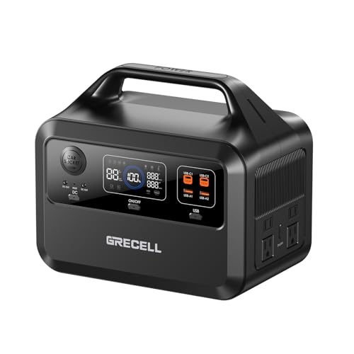 GRECELL Portable Power Station 600, 110V/600W Solar Generator(Surge 1200W), 460Wh Backup LiFePO4 Battery for Outdoor Home Emergency