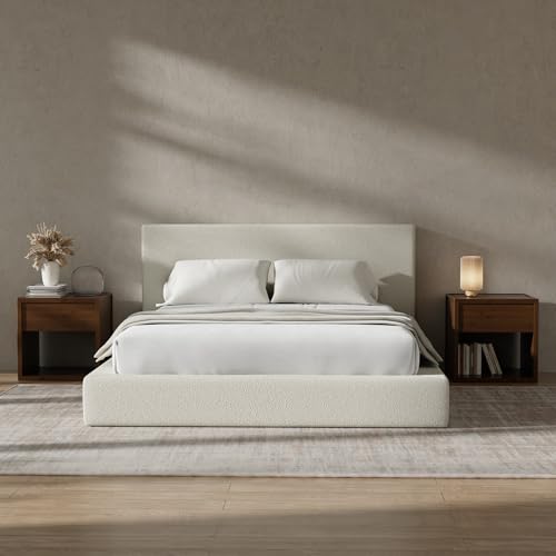 RECCI Cloud Boucle Upholstered Queen Bed Frame with Headboard, 5