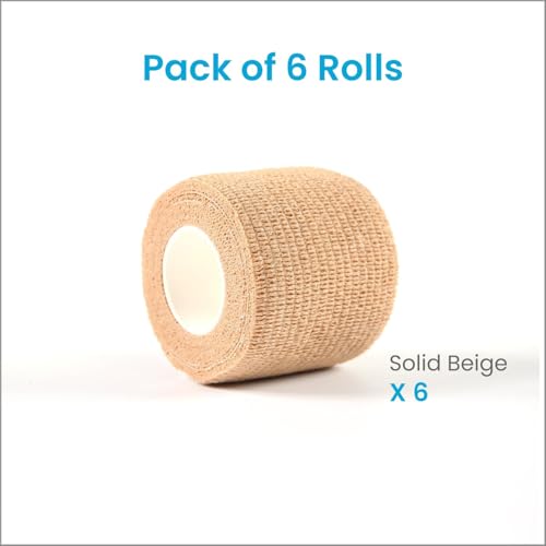 Image of WePet Pet Wrap, Self-Adhesive, Only Sticks to Itself, Non-Woven Tape for Dog Legs, Paws, Wounds, First Aid Cohesive Gauze for Horse, Cat, Bird, Animal, 6 Rolls, 2 Inch, Solid Color