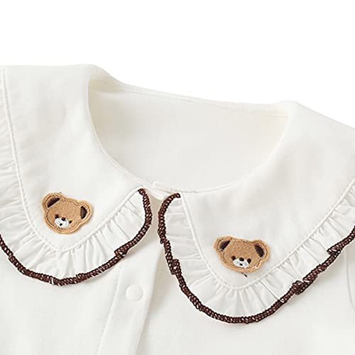 famuka Baby Girl White Shirts Toddlers Long Sleeve Doll Collar Blouse Kids Tops3