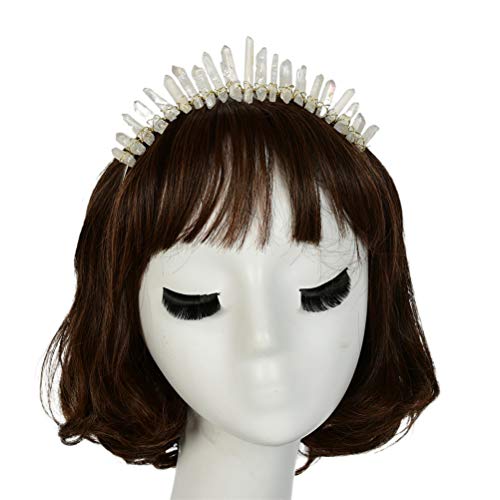 Amosfun Crystal Headband Raw Crystal Crown Tiara Rhinestone Hair Band Wedding Headwear for Women Girl
