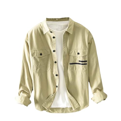 Chemise en coton style coréen homme coupe ample à manches longues pour le printemps