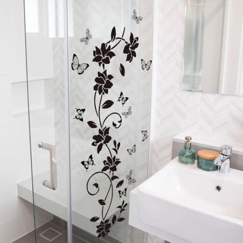 Vinilo decorativo pared flores negra 30x90 cm miniatura 4