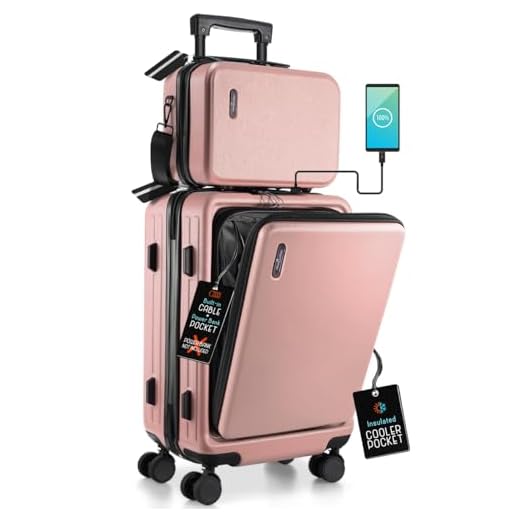 Pink 22 Inch Carry On Luggage Set