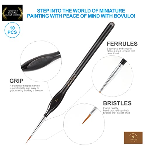 10Pcs Detail Paint Brush Set - Durable Miniature Painting Brushes, Micro Paint Brushes For Warhammer 40K Miniature Figure, Model Painting, Fine Detailing, Art Painting By Bovulo #TOP1