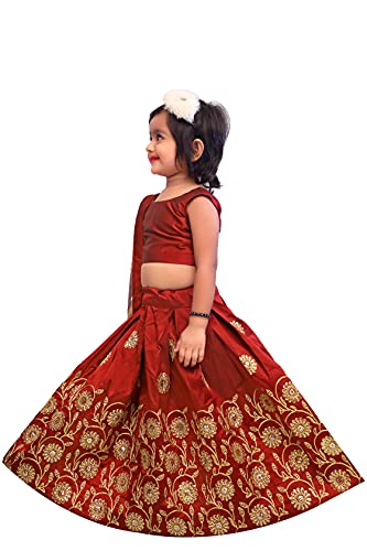 Image of Girl's Tafetta Silk Readymade Lehenga Choli