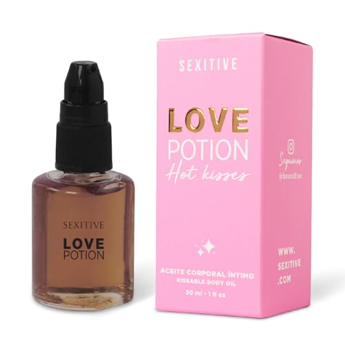 LOVE POTION Aceite besable sabor a Chocolate. Sensación envolvente de calor. Aceite corporal íntimo saborizado comestible. Base de Agua. No Mancha. 30 ml