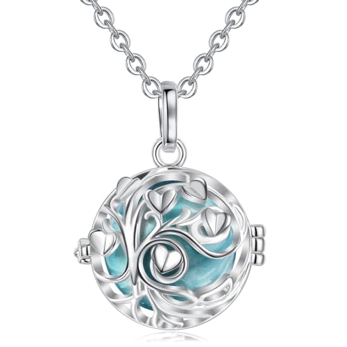 AEONSLOVE Harmony Ball Pregnancy Bola Necklace, Tree of Love Angel Chime Caller Bell 20mm Mexican Bola Balls Pendant Necklaces for Pregnant Women Mom Maternity, 30"& 45" Chain