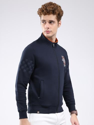 Image of Monte Carlo Men's Regular Fit Sweatshirt | Mock Neck | Printed Pattern | Zip Closure | Full Sleeve | Warm Winter Sweatshirt | Stylish Casual Layering for Men